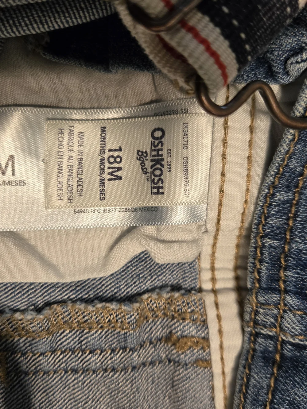 OshKosh B'gosh Light Blue Denim Shortalls with Striped Straps